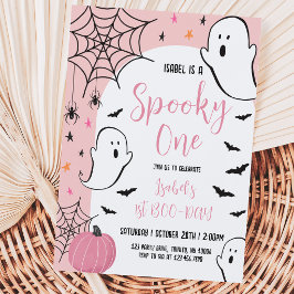 Invitación Cumpleaños de Halloween Fantasma Rosa Espeluznante