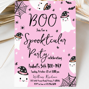 Invitación Cumpleaños de Halloween Fantasmagórico Rosa