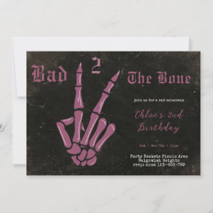 Invitación Cumpleaños de Halloween gótico esqueleto Mauve pol