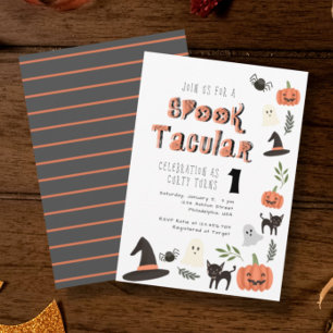 Invitación Cumpleaños de Halloween moderno y adorable