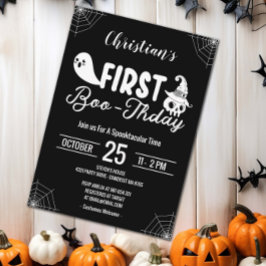 Invitación Cumpleaños de Halloween personalizado Black First