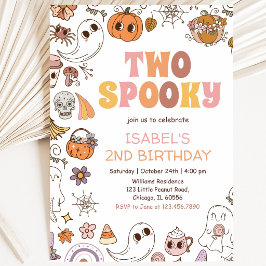 Invitación Cumpleaños de Halloween Retro de Niña Dos Espeluzn