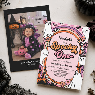 Invitación Cumpleaños de Halloween Rosa de la Espeluznante Un