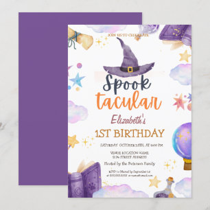 Invitación Cumpleaños de Halloween Spook Tacular con acuarela