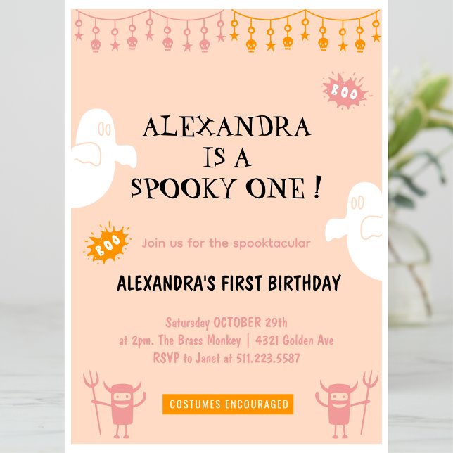Invitación Cumpleaños de Halloween Spooktacular Spookie uno (Spooktacular-Spookie-one-Halloween-1st-birthday-Invitation-1)