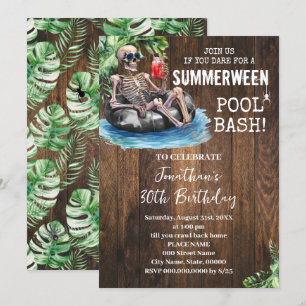 Invitación Cumpleaños de Halloween Tropical de Summerween Esq