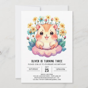 Invitación Cumpleaños de hámster infantil digital