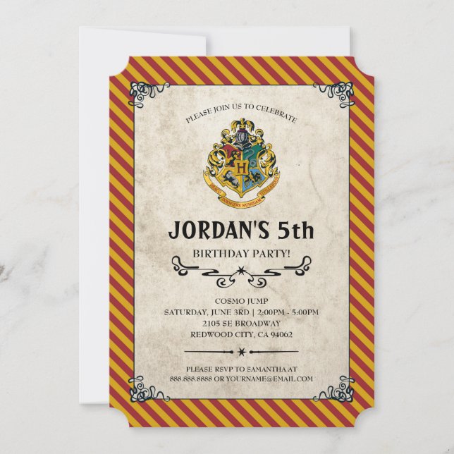 Invitación Cumpleaños de Harry Potter (Anverso)