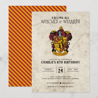 Invitación Cumpleaños de Harry Potter | Gryffindor