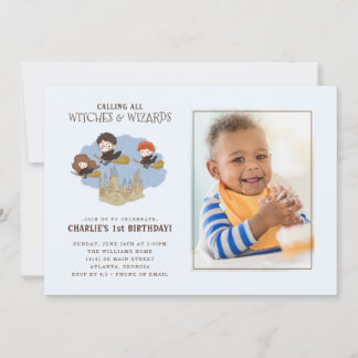 Invitación Cumpleaños de Harry Potter y Hogwarts mágicos - Fo