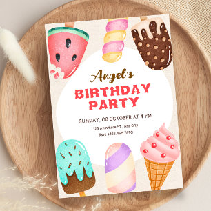 Invitación Cumpleaños de helado