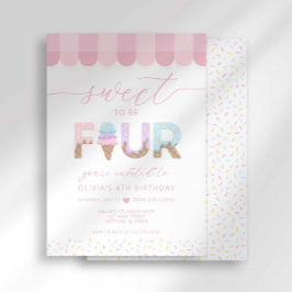 Invitación Cumpleaños de helado Dulce de 4 años con Purpurina
