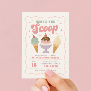 Invitación Cumpleaños de Helado Here's the Scoop
