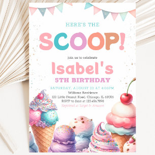Invitación Cumpleaños de helado Here's the Scoop