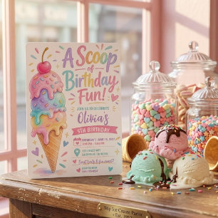 Invitación Cumpleaños de Helado Pastel Una Cucharada de Cum