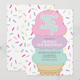 Invitación Cumpleaños de Helado y Purpurina