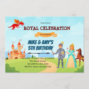 Invitación Cumpleaños de hermano princesa caballero