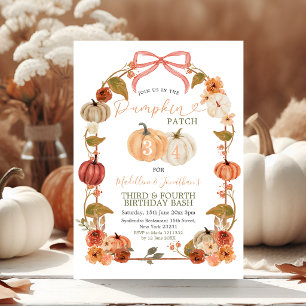 Invitación Cumpleaños de hermanos de otoño en la parcela de c
