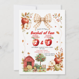 Invitación Cumpleaños de hermanos en el huerto de manzanas de