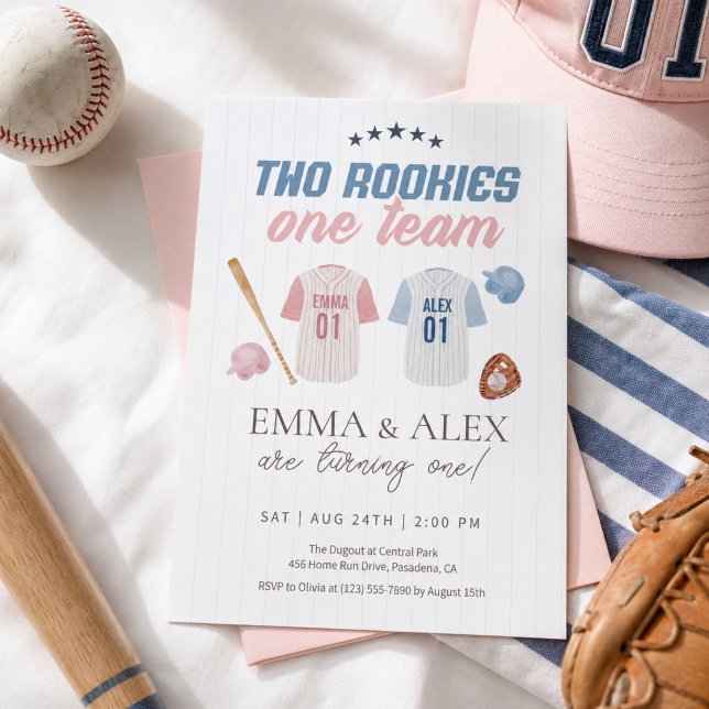 Invitación Cumpleaños de hermanos gemelos de béisbol Dos Nova (Subido por el creador)