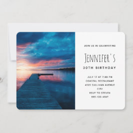 Invitación Cumpleaños de hermoso atardecer en un lago tranqui