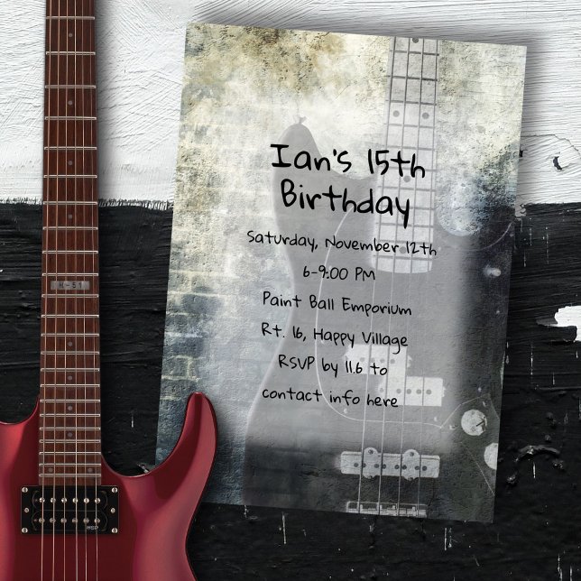 Invitación Cumpleaños de hijos adolescentes con guitarra eléc (Subido por el creador)