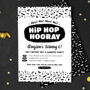 Invitación Cumpleaños de Hip Hop Hooray, lírica de rap de la