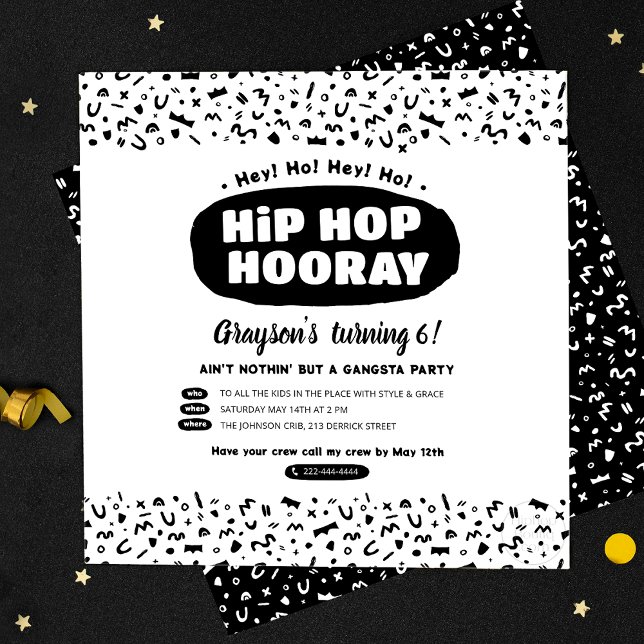 Invitación Cumpleaños de Hip Hop Hooray, lírica de rap de la  (Subido por el creador)