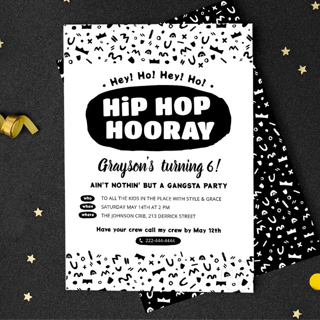 Invitación Cumpleaños de Hip Hop Hooray, lírica de rap de la  (Subido por el creador)
