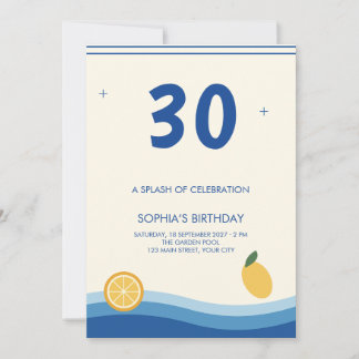 Invitación Cumpleaños de hito de la piscina Cobalt Citrus