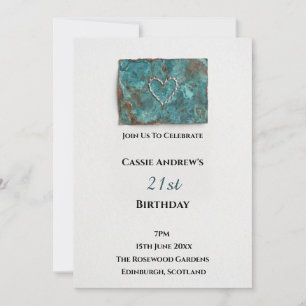 Invitación Cumpleaños de hito en acuarela turquesa