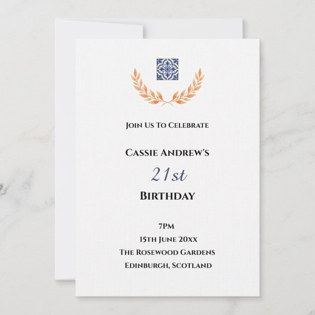 Invitación Cumpleaños de Hito Minimal Blanco (Anverso)