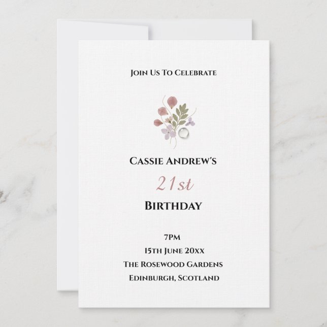 Invitación Cumpleaños de Hito Minimal Blanco (Anverso)