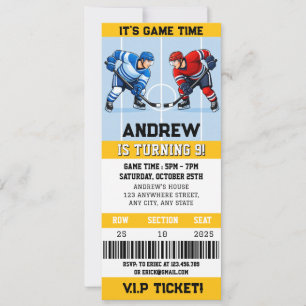 Invitación Cumpleaños de Hockey Personalizado Entrada de Depo