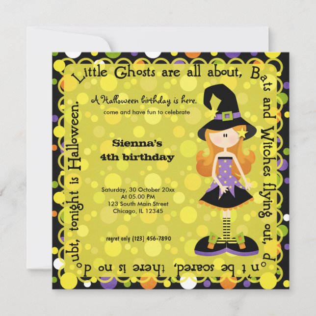 Invitación Cumpleaños de Hocus Pocus (Anverso)