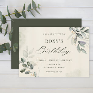 Invitación cumpleaños de hojas verdes