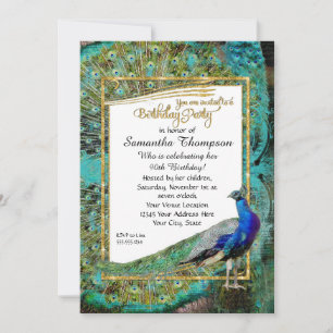 Invitación Cumpleaños de Hollywood con brillo dorado de pavo 