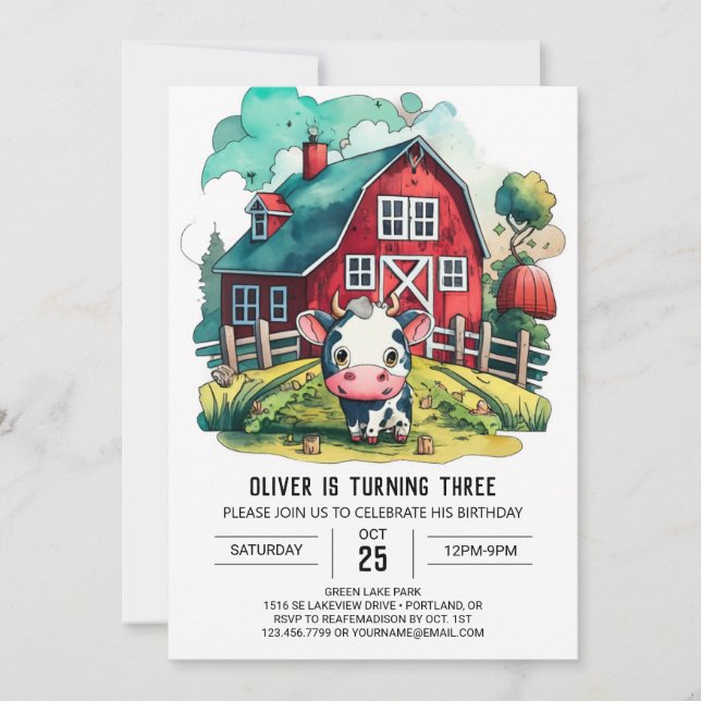 Invitación Cumpleaños de Holy Cow Wonderland (Anverso)