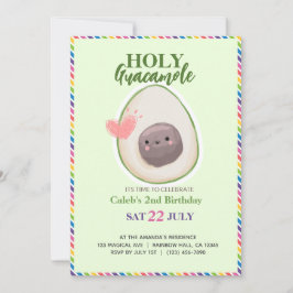 Invitación Cumpleaños de Holy Guacamole Fiesta Aguacate Kiwai