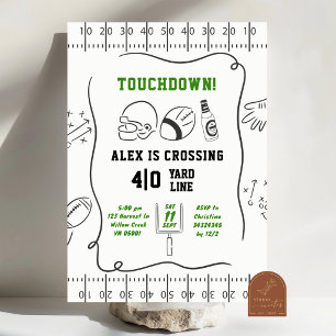 Invitación Cumpleaños de hombre adulto de Touchdown dibujado