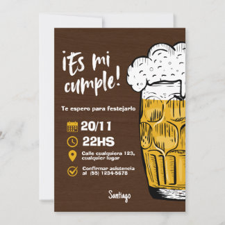 Invitación Cumpleaños de Hombre con Cerveza