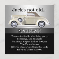 Cumpleaños de hombre con coche antiguo