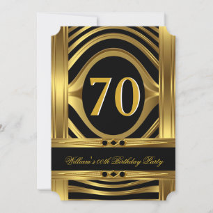 Invitación Cumpleaños de hombre con joya negra de aspecto met