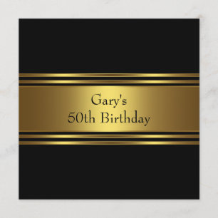 Invitación Cumpleaños de hombre con raya negra y dorada