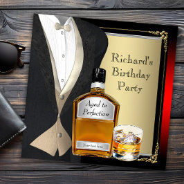 Invitación Cumpleaños de hombre con whisky