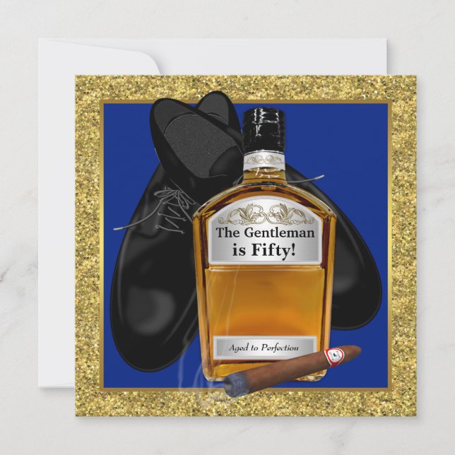 Invitación Cumpleaños de hombre con whisky (Anverso)
