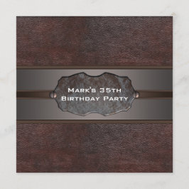 Invitación Cumpleaños de hombre Cuero marrón
