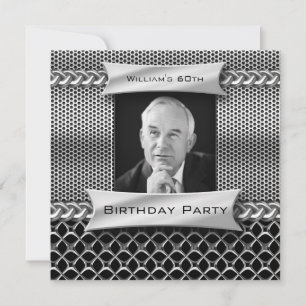 Invitación Cumpleaños de hombre de 60 años con aspecto metáli