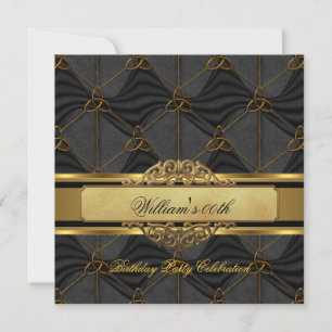 Invitación Cumpleaños de hombre de oro negro Cumpleaños de ho