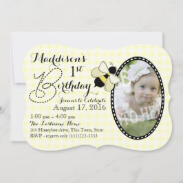 Invitación Cumpleaños de Honey Bee y Gingham